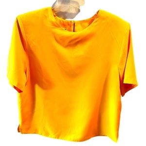 Vivid Gold Short Sleeve Round Neck Blouse by Gloria Lance.   Size = Large.